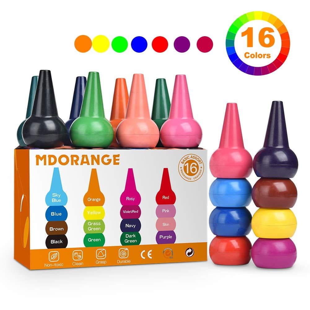 MiMoo Mimoo Finger Crayons for Toddlers, 12 Colors Finger Paint Palm Grip  Crayons for Babies Toddler Crayons Washable Finger Paint