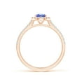 thumbnail image 2 of ANGARA Natural Oval Tanzanite Halo Ring with Diamond Accents in 14K Rose Gold for Women (Size-7x5mm) | December Birthstone, Birthday, Anniversary, Jewelry Gift for Women | Natural Tanzanite Ring, 2 of 9