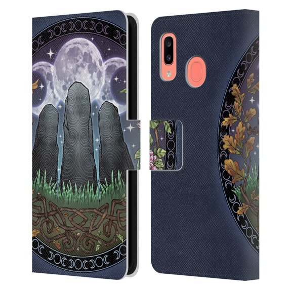 Head Case Designs Officially Licensed Brigid Ashwood Celtic Wisdom 3 Awen Stones Leather Book Wallet Case Cover Compatible with Samsung Galaxy A20 / A30 2019