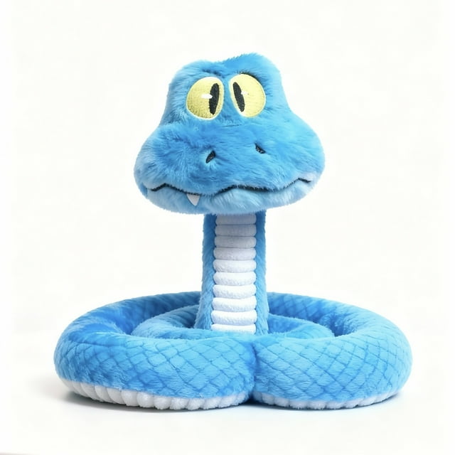 Zootopia Gary Snake Plush Doll, large size 57cm, featuring a lifelike design inspired by the movie character. The plush is bright blue with a coiled body, textured scales, and a detailed face with large yellow eyes and a playful expression. It can be wrapped around the hand or displayed as a decorative piece. Ideal for collectors and fans of the movie.