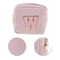 thumbnail image 4 of Unique Bargains 1 Pc Letter W Pattern Makeup Bag for Travel Pink Corduroy, 4 of 6