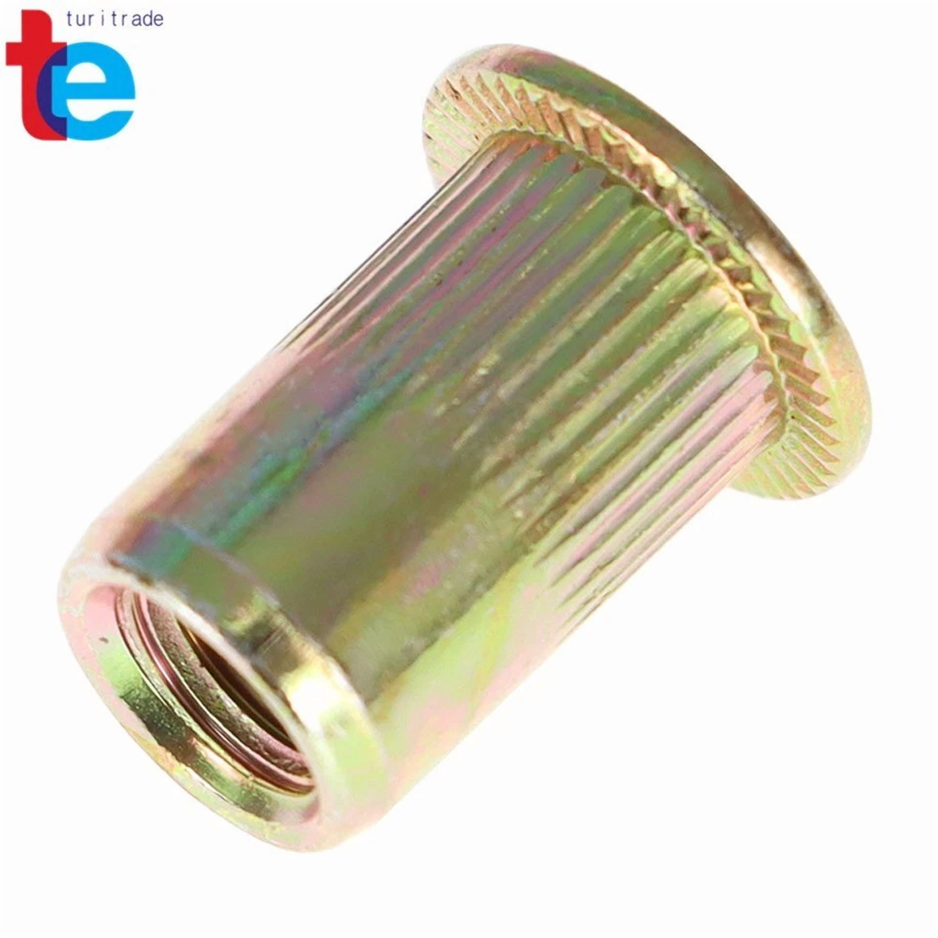 CIRCLE- Pack 100 M6 Metric Carbon Steel Rivet Nut Flat Head Threaded Insert Nutsert