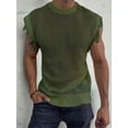 thumbnail image 6 of Men'S Crochet Knit Sleeveless Mesh Tank Top Green L, 6 of 7