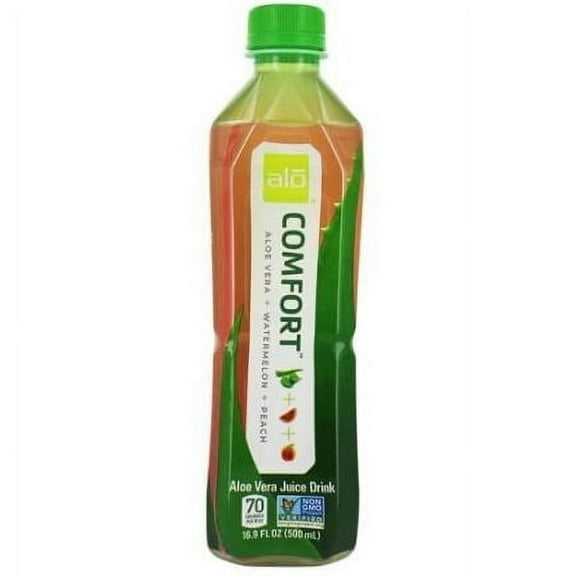 ALO Comfort Aloe Vera Juice Drink Watermelon and Peach 16.9 fl oz Pack of 3