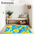 thumbnail image 3 of ODIKA 3'x5' Machine Washable Non-Slip Area Rug, Sunshine Umbrella ABC Teaching with Cheerful Weather Motifs High Traffic Rug, Blue, 697274, 3 of 7