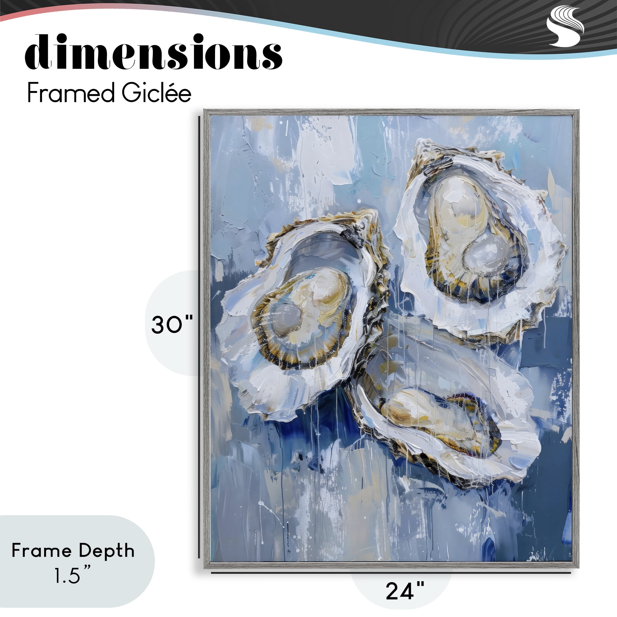 Stupell Industries Vibrant Blue Oysters Gray Framed Giclee Art, design by Creative Studio