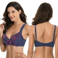 thumbnail image 6 of Curve Muse Women's Plus Size Unlined Underwire Lace Bra with Cushion Straps-Light Grey,Navy-Size:40DDD, 6 of 7