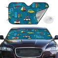 thumbnail image 2 of Uemuo Transportations with Buildings Pattern Accordion Car Windshield Sun Shade, Foldable Reflective Sun Visor for Car, Reflector Windshield Sunshade-Medium, 2 of 7