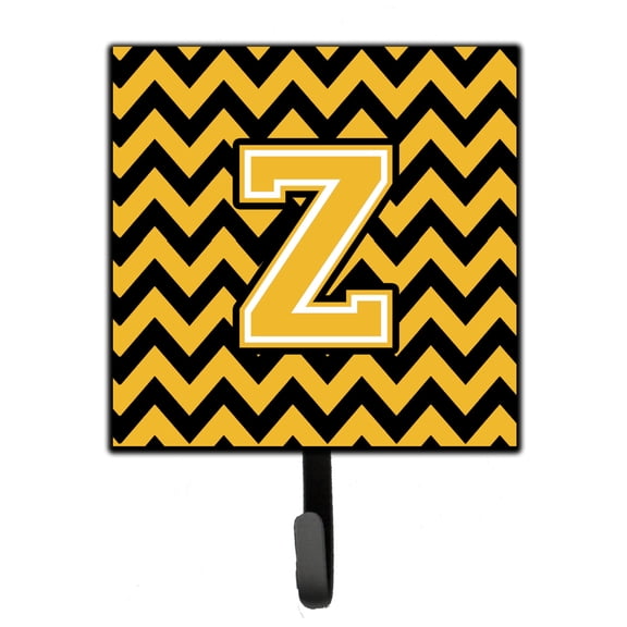 Letter Z Chevron Black and Gold Leash or Key Holder
