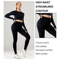 thumbnail image 6 of QRIC Womens Seamless Butt Lift Leggings High Waisted Yoga Pants Ribbed Workout Slimming Tights, 6 of 7