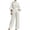 White, variant on JIAYUE Women 2 Piece Outfit Turtleneck Puff Balloon 3/4 Sleeve Blouse High Waist Wide Leg Pants Set for Outdoor Walking