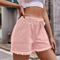 thumbnail image 4 of OKBOP Pink Shorts for Women Plus Size Clearance Wide-Leg Relaxed Fit Casual Drawstring Jeans Shorts, 4 of 5