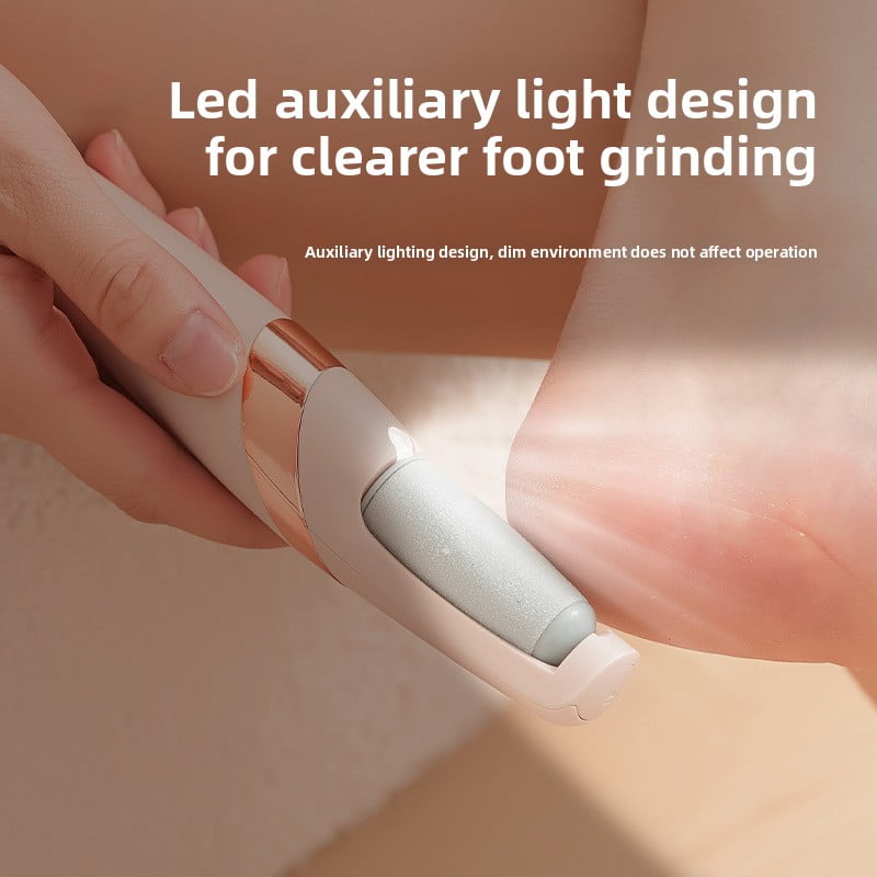 Electric foot grinder, callus trimmer, exfoliating machine, LED lamp auxiliary design, two scrubbing heads.