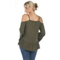 thumbnail image 3 of White Mark Women's Cold Shoulder Ruffle Sleeve Top, 3 of 5