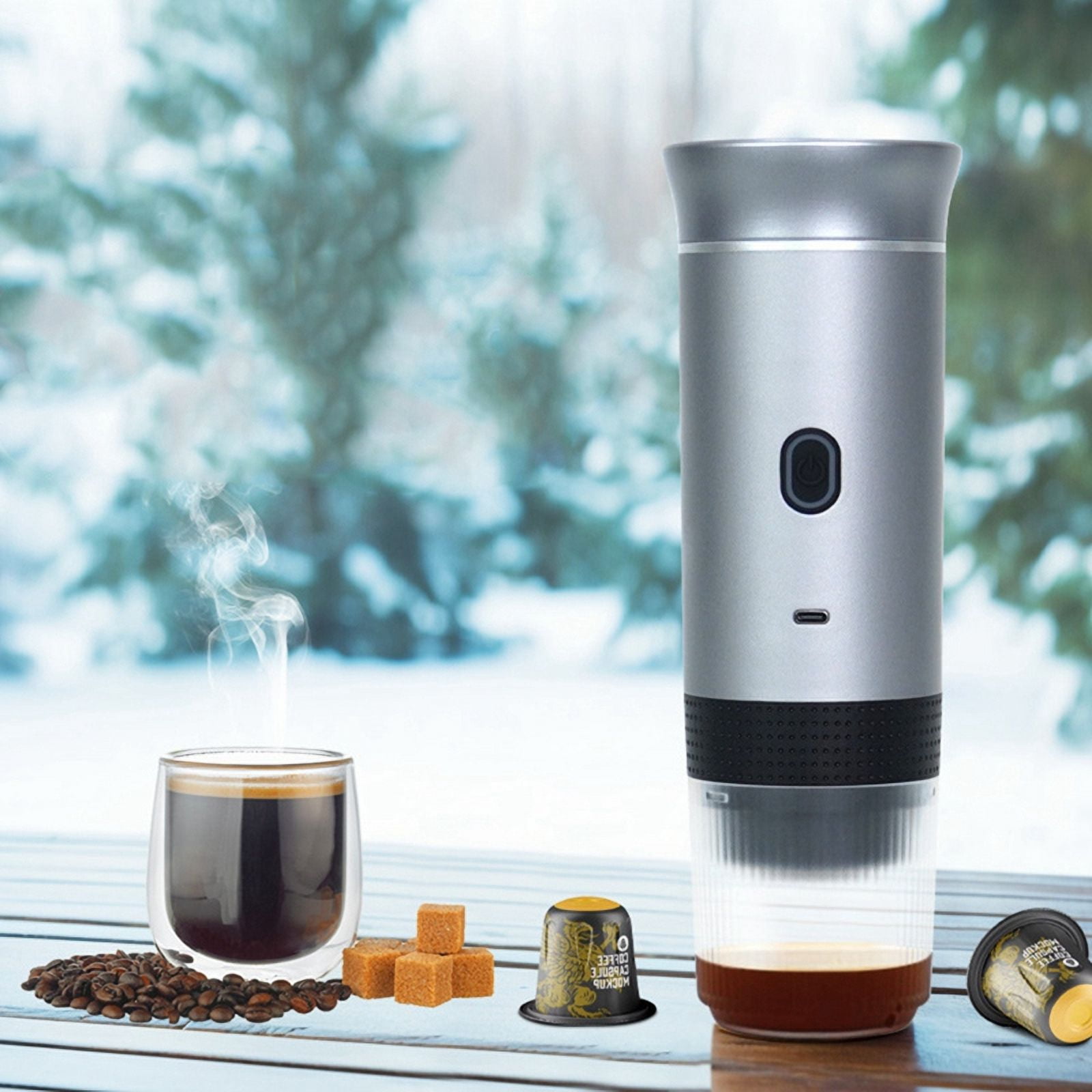 Portable Espressos Coffee Machine 12V Electric Small Travel Italian Expressos Maker for Camping RV Hiking Office