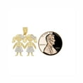 thumbnail image 6 of 14k Yellow Gold White Rhodium, Twin Sisters Girls Pendant Charm 20mm with 16" Dainty Neck Chain, 6 of 9
