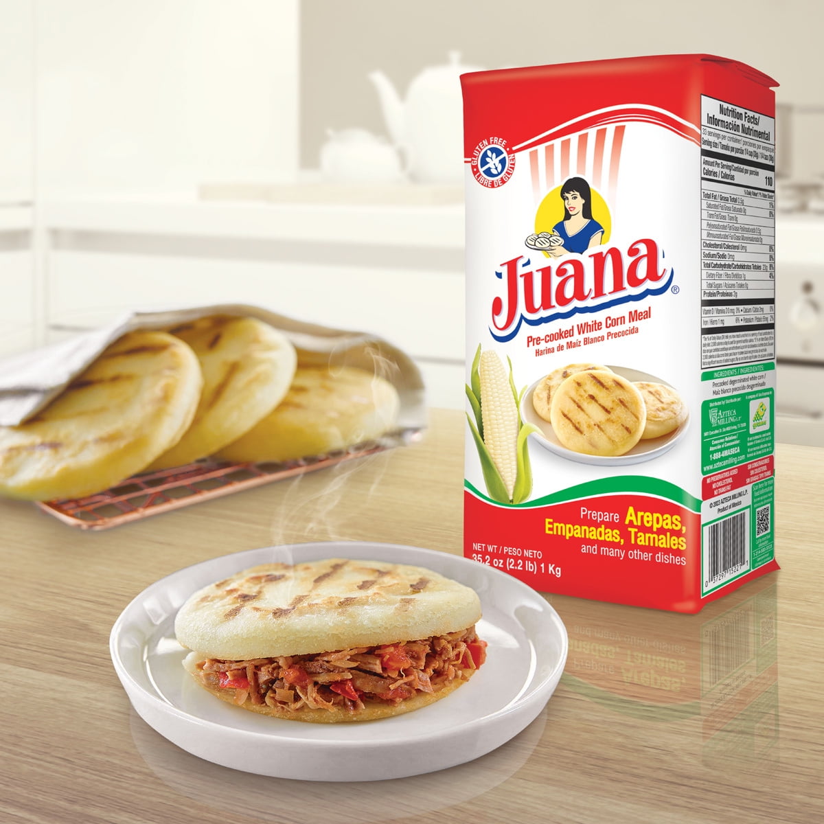 (10 pack) Juana Pre-Cooked White Corn Meal for arepas 2.2 Lb.