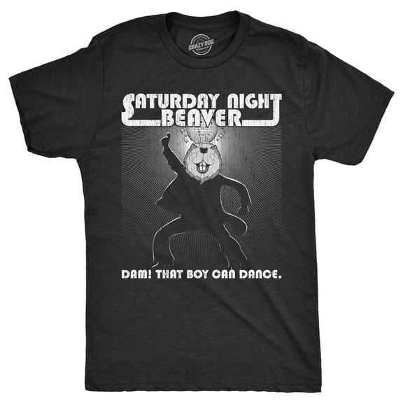 Mens Saturday Night Beaver T Shirt Funny Dancing Disco Joke Tee for Guys Graphic Tees