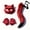 Burgundy, variant on 3Pcs Plush Anime Cat Wolf Fox Mask Paws Fluffy Tail Set,Halloween Fursuit Therian Fox Animal Cosplay Party Costume
