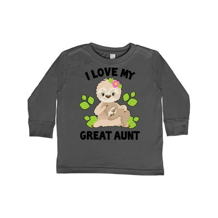 

Inktastic Cute Sloth I Love My Great Aunt with Green Leaves Gift Toddler Boy or Toddler Girl Long Sleeve T-Shirt