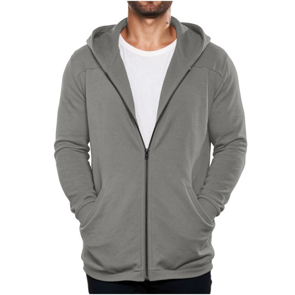 Horkkom Zip Up Hoodie Men Fall Outfits Plain Workout Hoodie Thin Casual Sweatshirt with Pockets XL