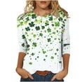 thumbnail image 2 of T-Shirt Ample à Manches Trois-Quarts et Col Rond Imprimé pour la Saint-Patrick pour Femmes, 2 of 6