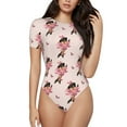 thumbnail image 1 of Saiise Justaucorps à Manches Courtes pour Femmes Motif Cœur de Teckel, Pyjama à Col Rond, Justaucorps Extensible avec Fermeture à Pression-Moyen, 1 of 1