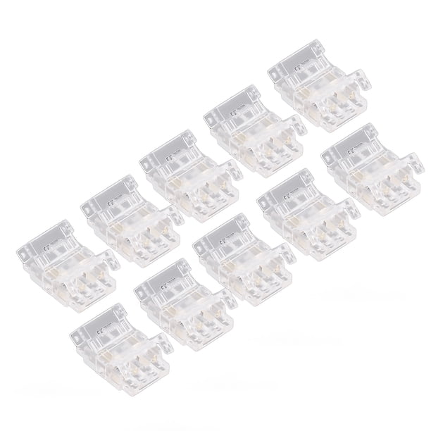 Conector De Tira De LED A Cable, PC Transparente, 10 Mm, 3 Pines, Sin Soldadura, Conectores De Tira De Luz LED, 10 Piezas, Fácil Instalación Para La Escuela