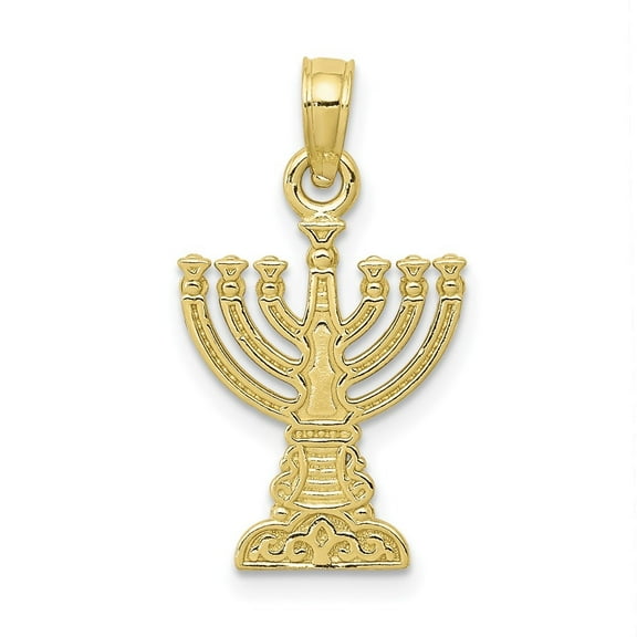 Auriga 10K Yellow Gold Menorah Pendant for Women (L-24 mm,W-13 mm)