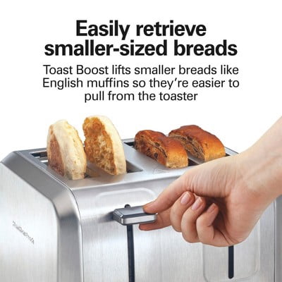 4 Slice Toaster Brushed Stainless Steel : Automatic Shut-Off, 1500W, Double Toaster, Silver