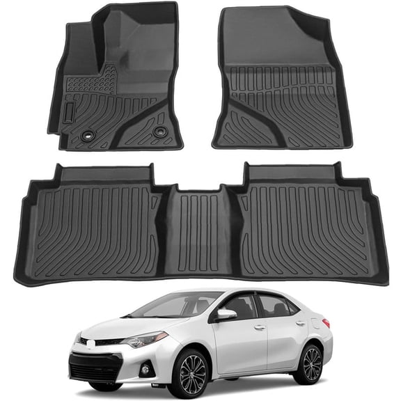 Car Floor Mats for 2014-2019 Toyota Corolla(NO FIT Corolla im & Hatchback) - Custom Fit TPE Rubber Non-Slip Automotive Floor Liners, Easy to Clean All-Weather Car Mats