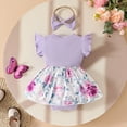 thumbnail image 5 of HCNTES Toddler Baby Girl Clothes Newborn Infant Outfits Ruffle Romper+ Soft Pants + Cute Headband Spring Summer Sets for Girls(Z01-Purple,6-9 Years), 5 of 9