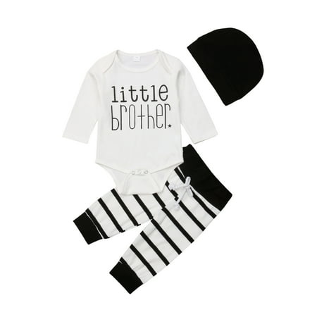 

3pcs Newborn Baby Boy 0-18M Bodysuit+Long Pants+Hat Outfits Clothing