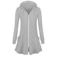thumbnail image 2 of Women's Zip Up Long Hoodie Oversized Tunic Sweatshirt Jacket with Pockets Fall Fashion Open Front Cardigan Casual Coat, 2 of 5