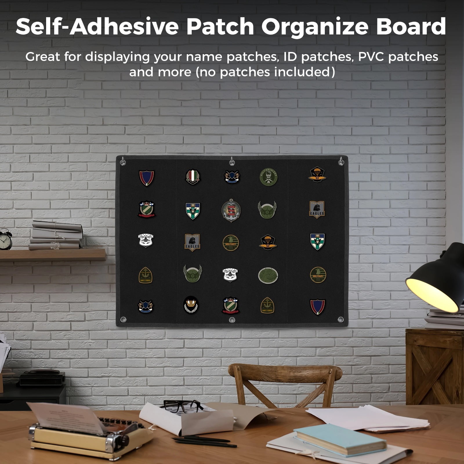 Large Self-Adhesive Patch Board, 43 x 27.5 Inches Patch Organizer Holder Display Board with Loop Surface, Waterproof Oxford Cloth Patch Panel for Hook-Backed Combat Uniform Emblems Collection