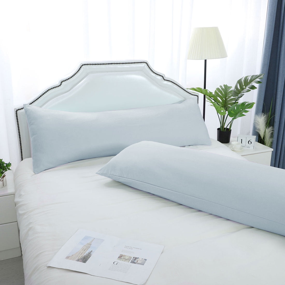Unique Bargains Microfiber Solid Long Body Pillowcases, 2-Pack Silver 20" x 54"