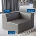 thumbnail image 3 of Sofa Corner Chair, Faux Vegan Leather, Grey Gray, Modern Contemporary Urban Design, Living Lounge Room Hotel Lobby Hospitality, 3 of 7