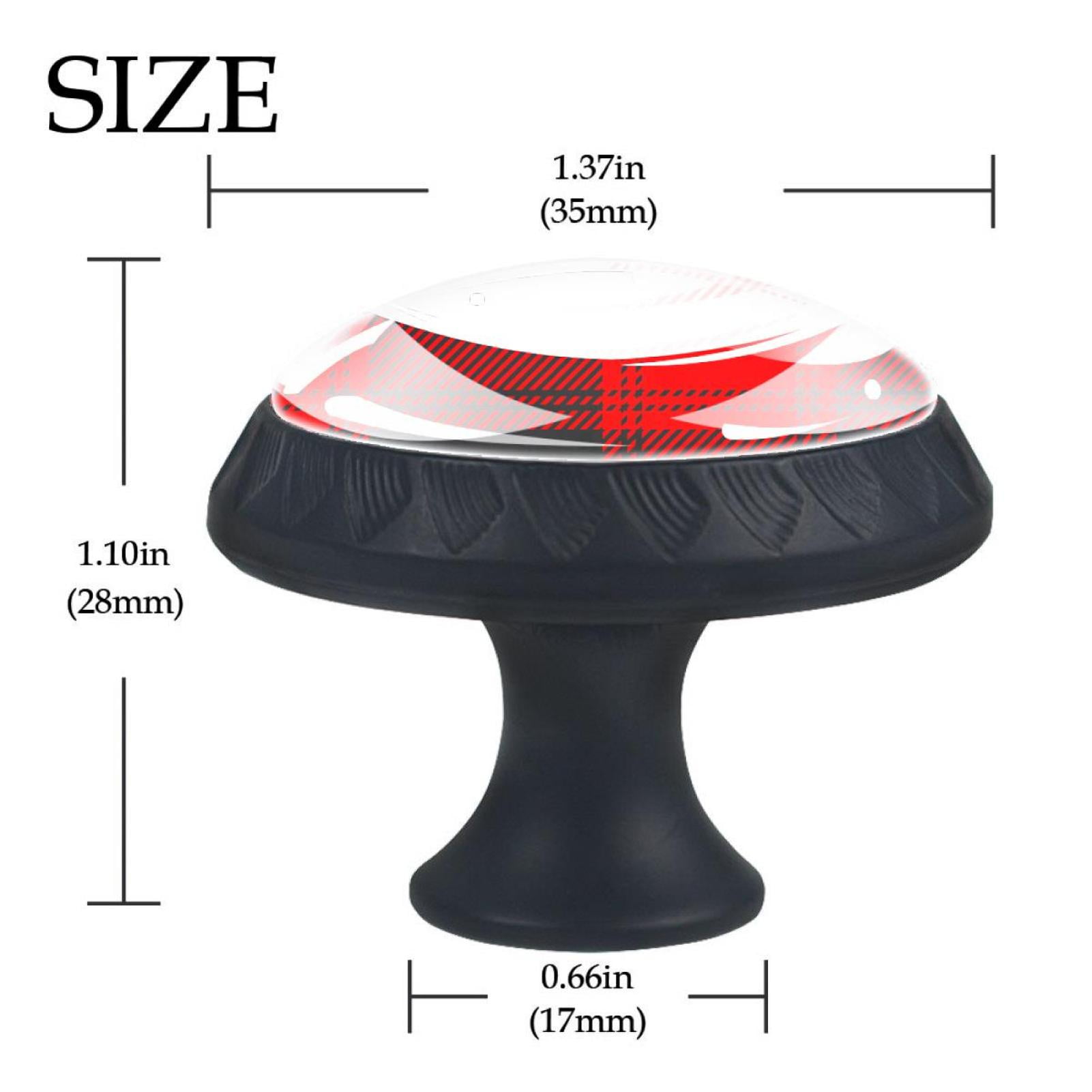 4 Pcs Red Black Buffalo Plaid Knobs for Kitchen Cabinet Cupboard Dresser Bookcase Drawer Pulls Handles Round Home Decor