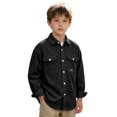 thumbnail image 5 of SERTGUTR Boys Corduroy Shirt Jacket, Button Front Collared Long Sleeve, Chest Flap Pocket Loose Fit Solid Color, Casual Everyday School Fall Winter Shirt Jacket, 5 of 7