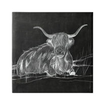 Stupell Industries Contemporary Highland Cattle Laying Negative Drawing Graphic Art Gallery Wrapped Canvas Print Wall Art, Design by Elizabeth Medley