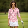thumbnail image 4 of HUIACONG Comfortable Women's Golf Polo Shirt for Workout Tennis Sports, 3/4 Sleeve Ladies Golf Top with Quick Dry Polyester Spandex Fabric, 4 of 10