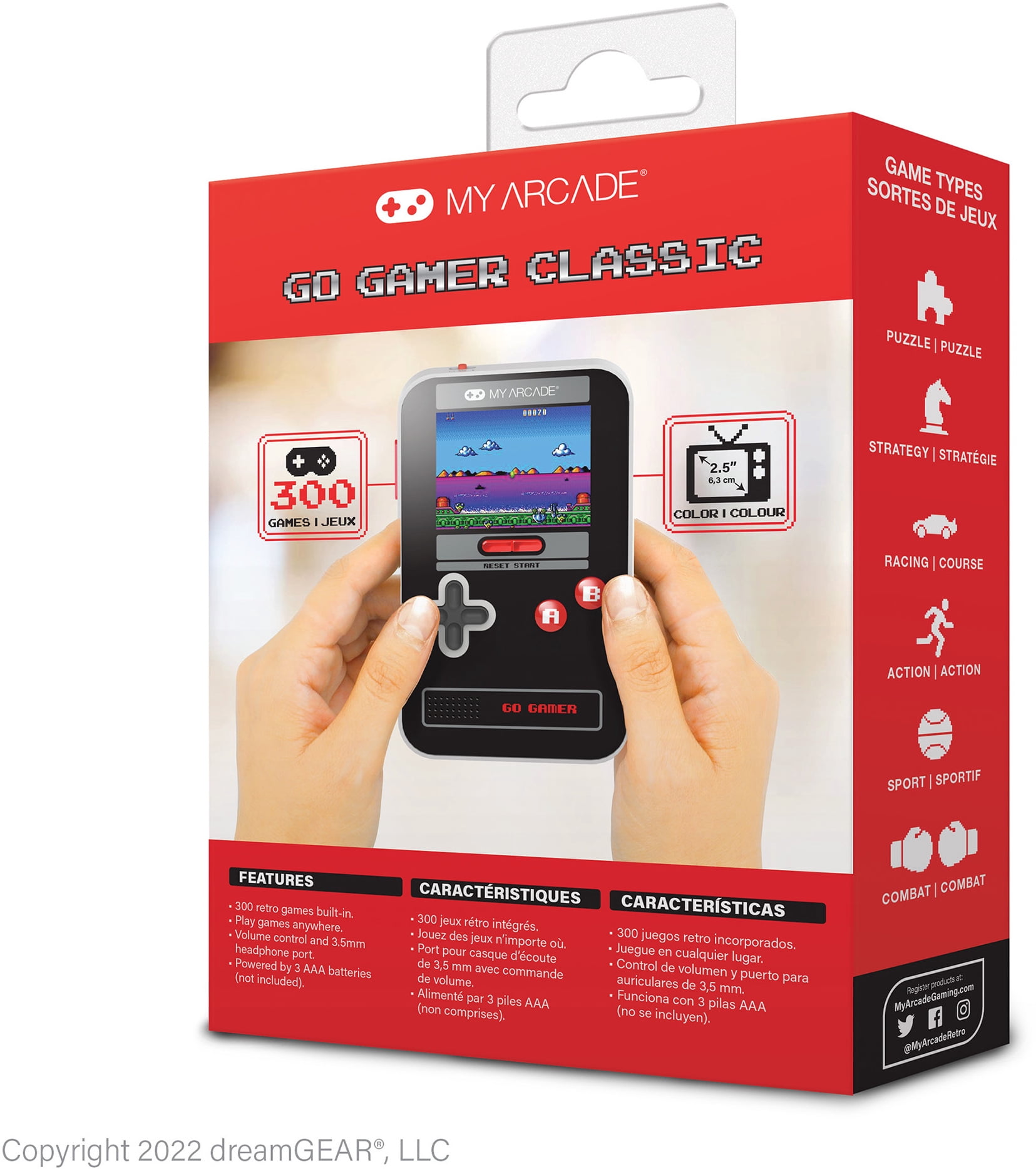 My Arcade 300-in-1 Handheld Video Game System, Black & Red