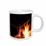 Photograph Of Flickering Flames From A Fire In An Outdoor Fireplace., 11oz Mug