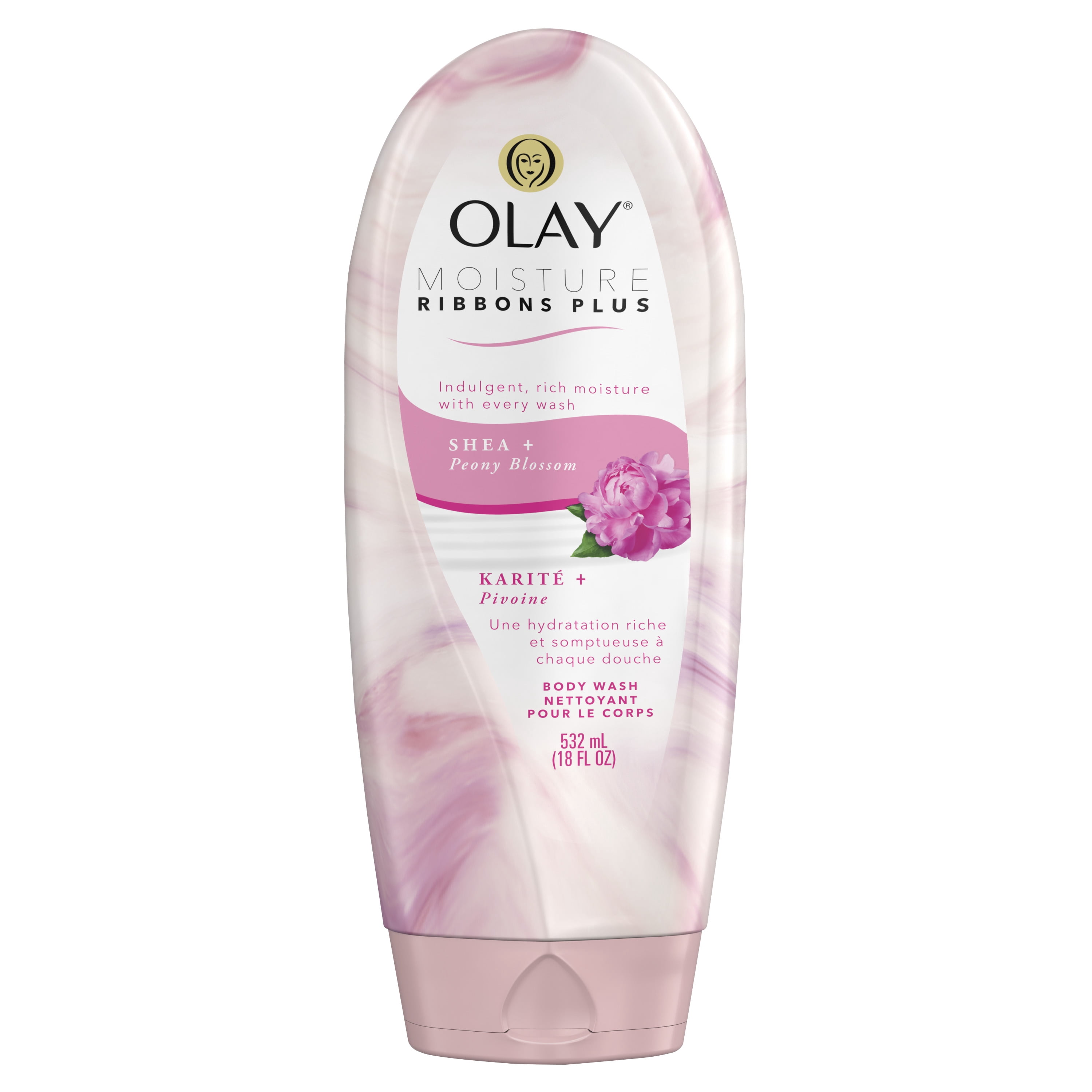 Olay Moisture Ribbons Plus Shea + Peony Blossom Body Wash, 18 fl oz