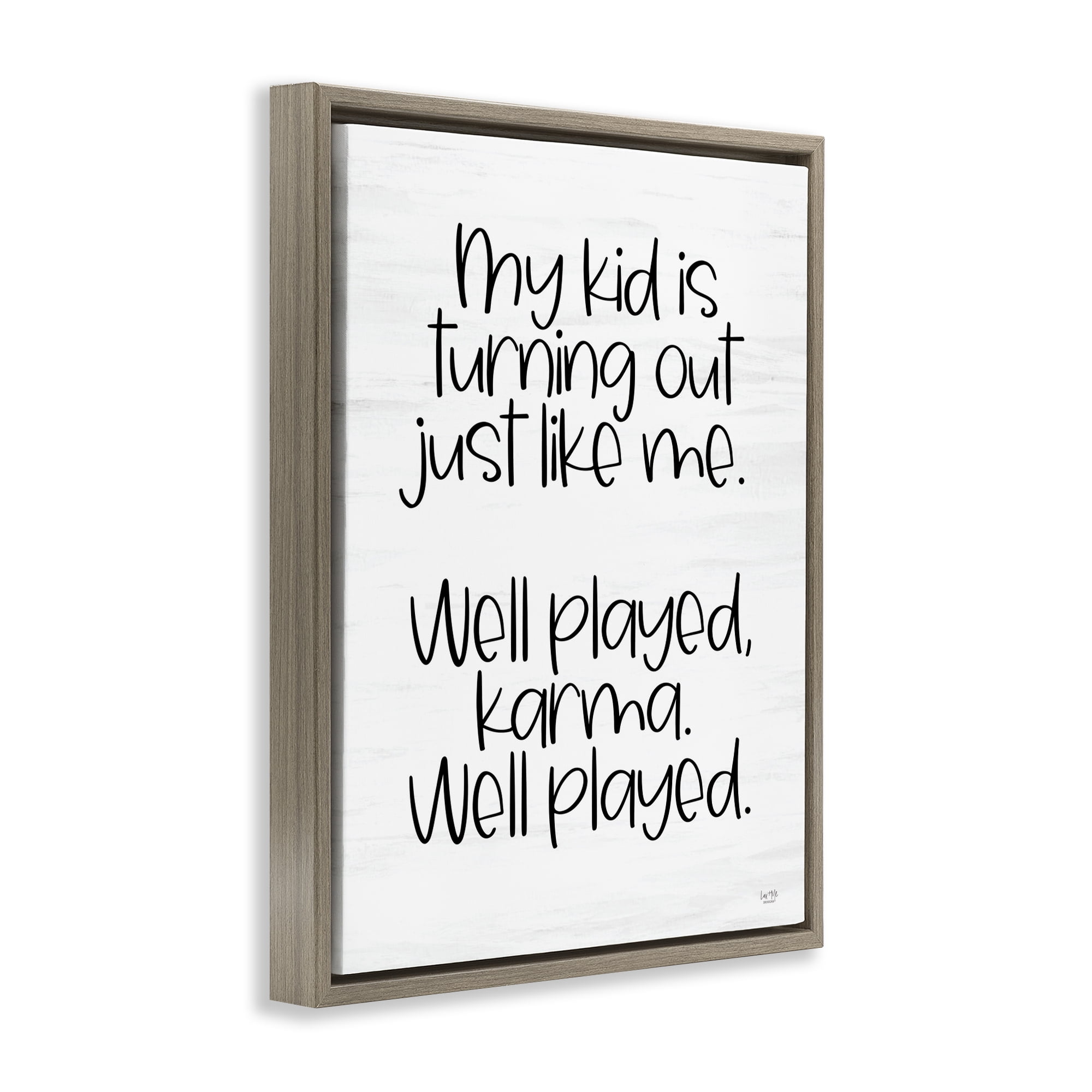 Stupell Industries Kid Karma Phrase Typography Painting Brown Floater Framed Art Print Wall Art, 25 x 31
