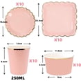 thumbnail image 2 of Set de Vajilla para Fiestas Elegante con Bordes Dorados - 40 Piezas Incluye Platos 9'' y 7'', Vasos - Diseño Macarons - Servicio de Mesa Premium (Rosa), 2 of 4