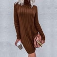 thumbnail image 5 of under $5 JINMGG 2026 Fall Winter Plus Size Sweaters for Women ,Ladies Solid Color Strip Turtleneck Long Sleeve Sweater Dress, 5 of 9