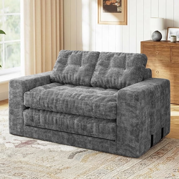 Centilab Folding Sofa Bed, Convertible Sleeper Couch, 3 in 1 Loveseat Sofa with Pillows, Pull Out Floor Couch for Living Room Bedroom Lounge, Gray