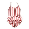 thumbnail image 4 of Isvgxsz New One Piece Swimsuit Girls Striped Casual Sleeveless Baby Girls One-Piece Swimsuits Comfort Fit Boat Neck Flounce Swimsuit One Piece Teen Red 152, 4 of 9
