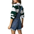 thumbnail image 5 of JYYYBF Women Denim Bib Overalls Adjustable Straps Pocket Romper Shorts Casual Rolled Cuff Shortalls, 5 of 9